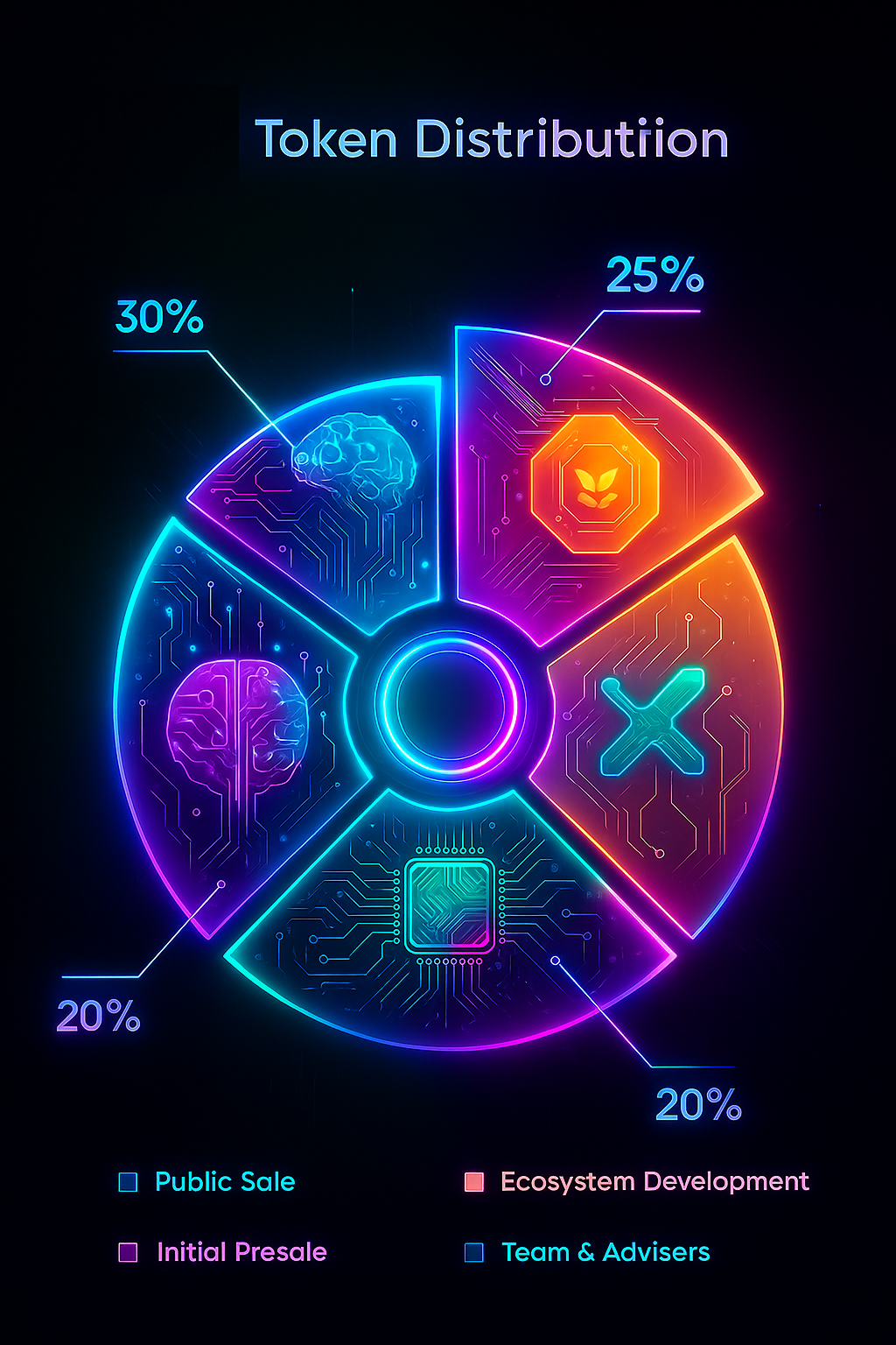 Pie chart of GRO58E token distribution